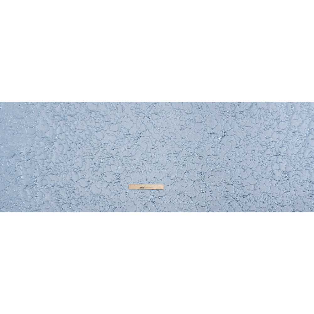 Metallic Luxury Brocade - Sky Blue Floral Outlines Metallic Luxury Brocade - Sky Blue Floral Outlines