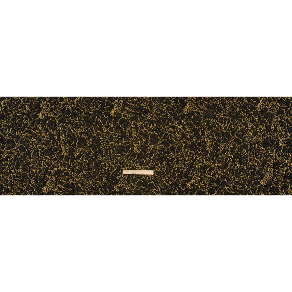 Metallic Luxury Brocade - Black and Gold Floral Outlines - Full Metallic Luxury Brocade - Black and Gold Floral Outlines - Full