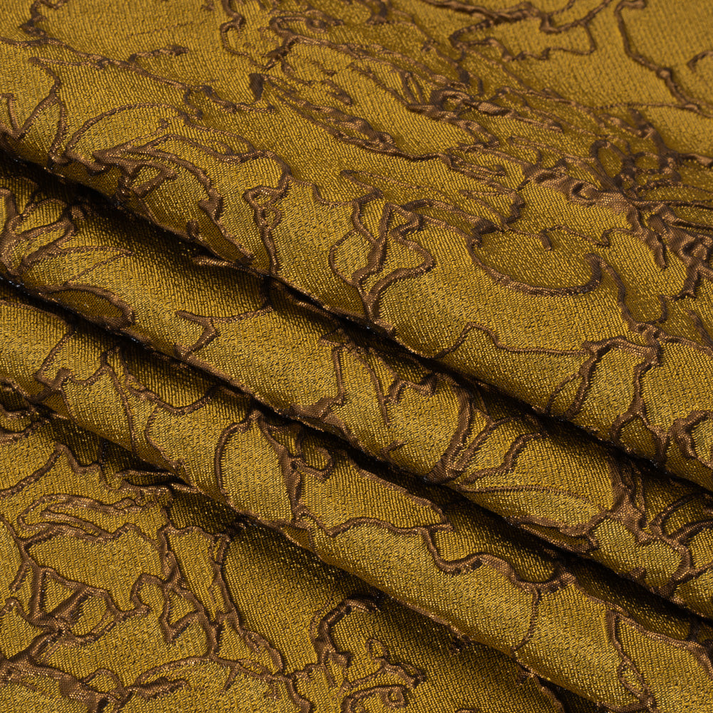 Metallic Luxury Brocade - Gold and Bronze Floral Outlines Metallic Luxury Brocade - Gold and Bronze Floral Outlines