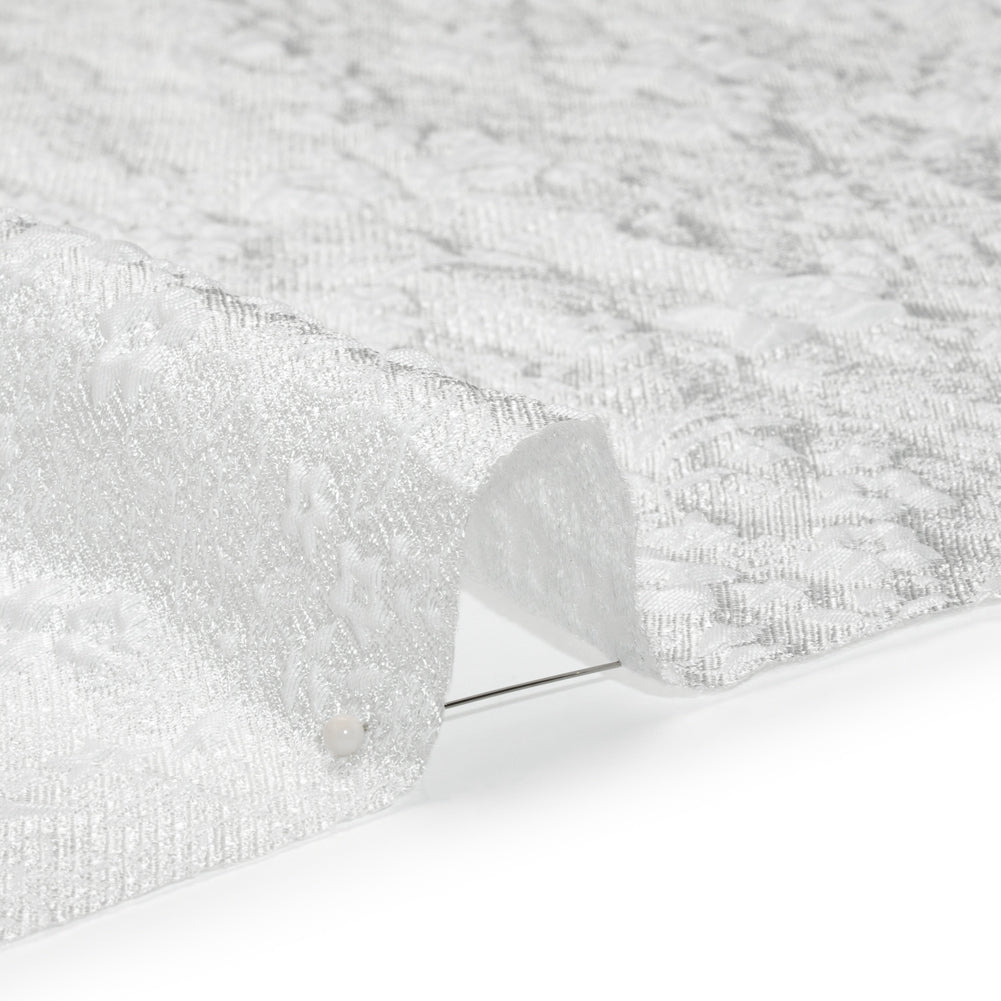 Metallic Luxury Brocade - White Little Flowers Metallic Luxury Brocade - White Little Flowers