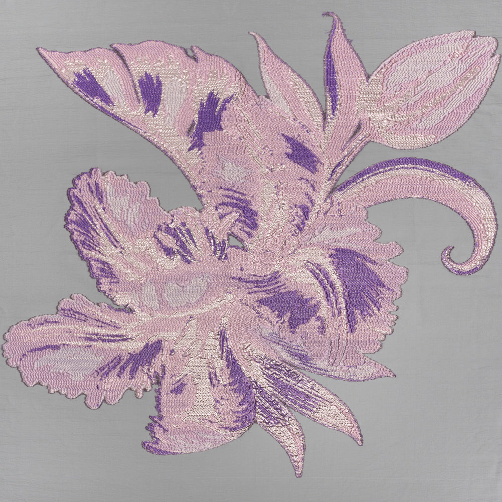 Metallic Luxury Burnout Brocade Panel - Purple and Gold Painterly Lily Metallic Luxury Burnout Brocade Panel - Purple and Gold Painterly Lily