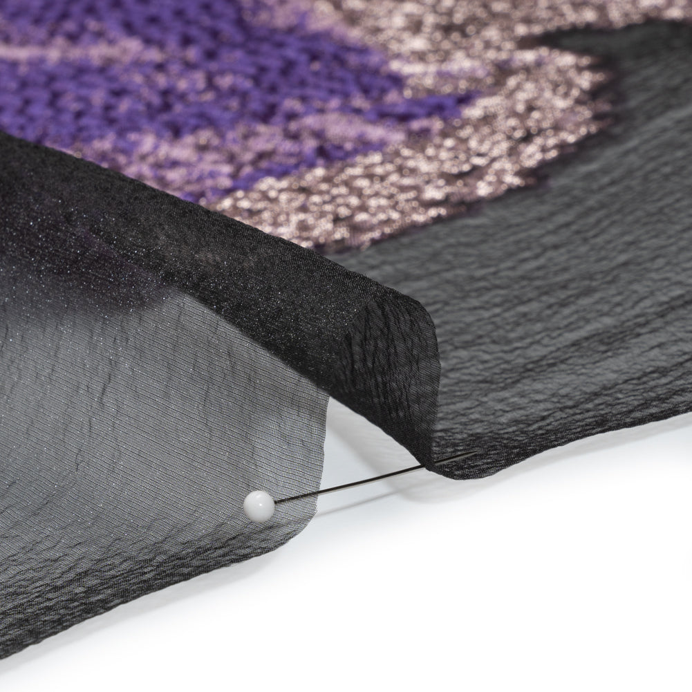 Metallic Luxury Burnout Brocade Panel - Purple, Orchid and Silver Ikat Butterfly Wings Metallic Luxury Burnout Brocade Panel - Purple, Orchid and Silver Ikat Butterfly Wings