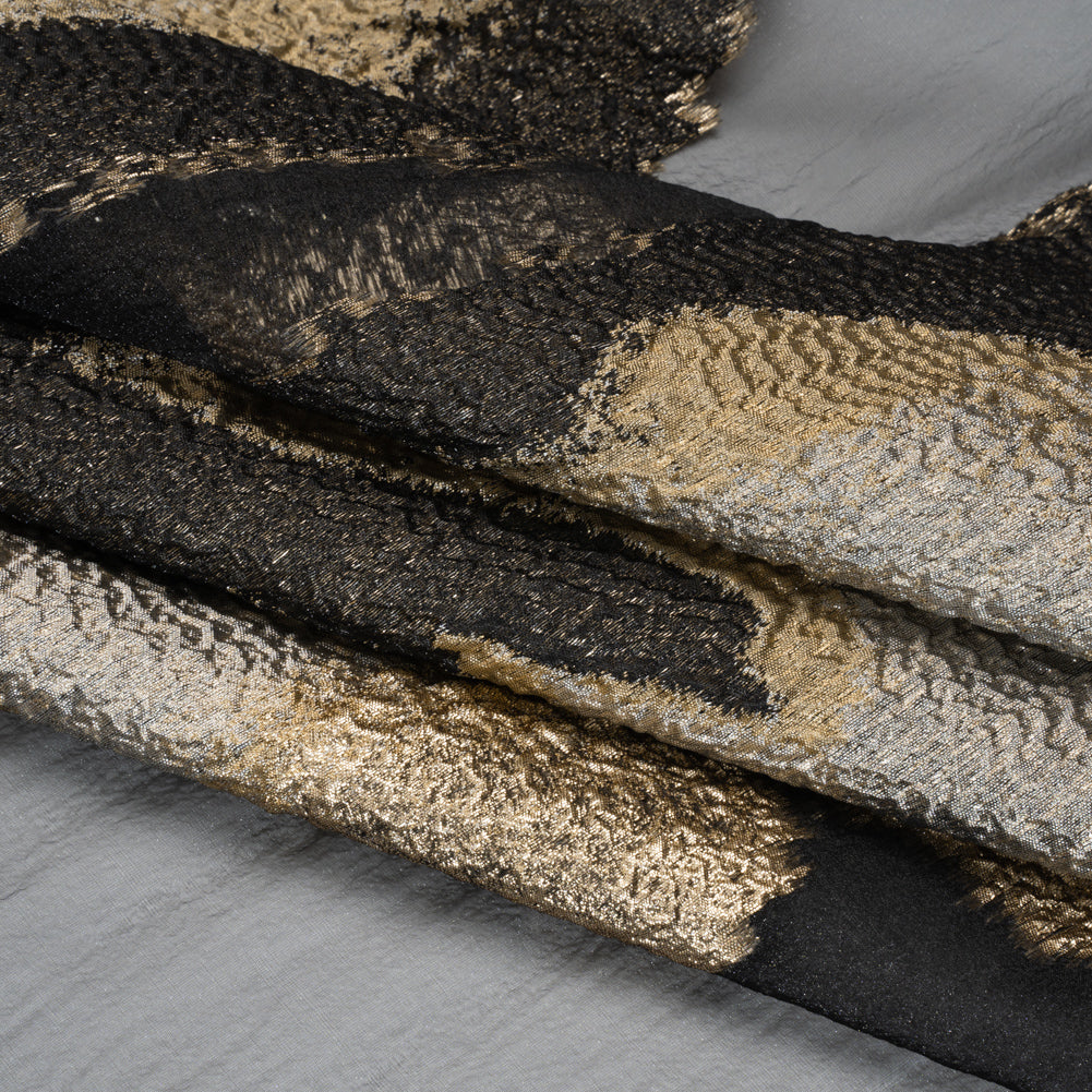 Metallic Luxury Burnout Brocade Panel - Gold and Black Ikat Butterfly Wings Metallic Luxury Burnout Brocade Panel - Gold and Black Ikat Butterfly Wings