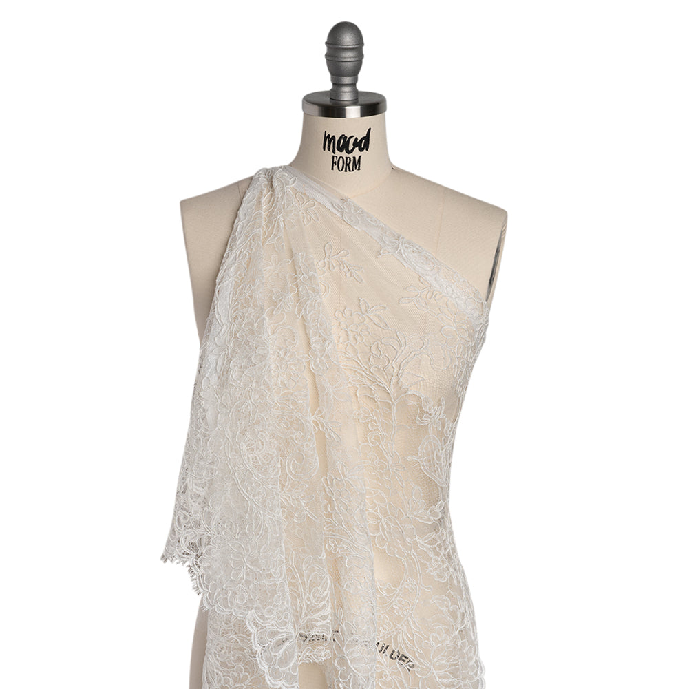 Corded Lace with Finished Edges - Off White Floral Corded Lace with Finished Edges - Off White Floral