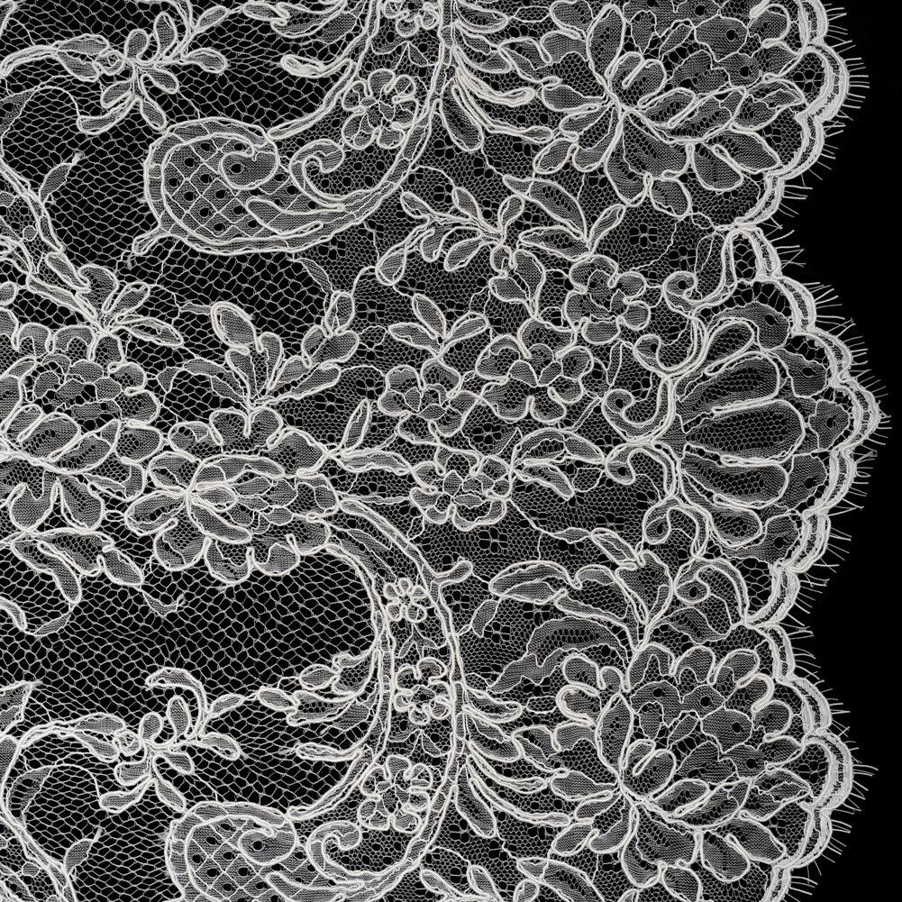 Corded Lace with Finished Edges - Off White Floral Corded Lace with Finished Edges - Off White Floral