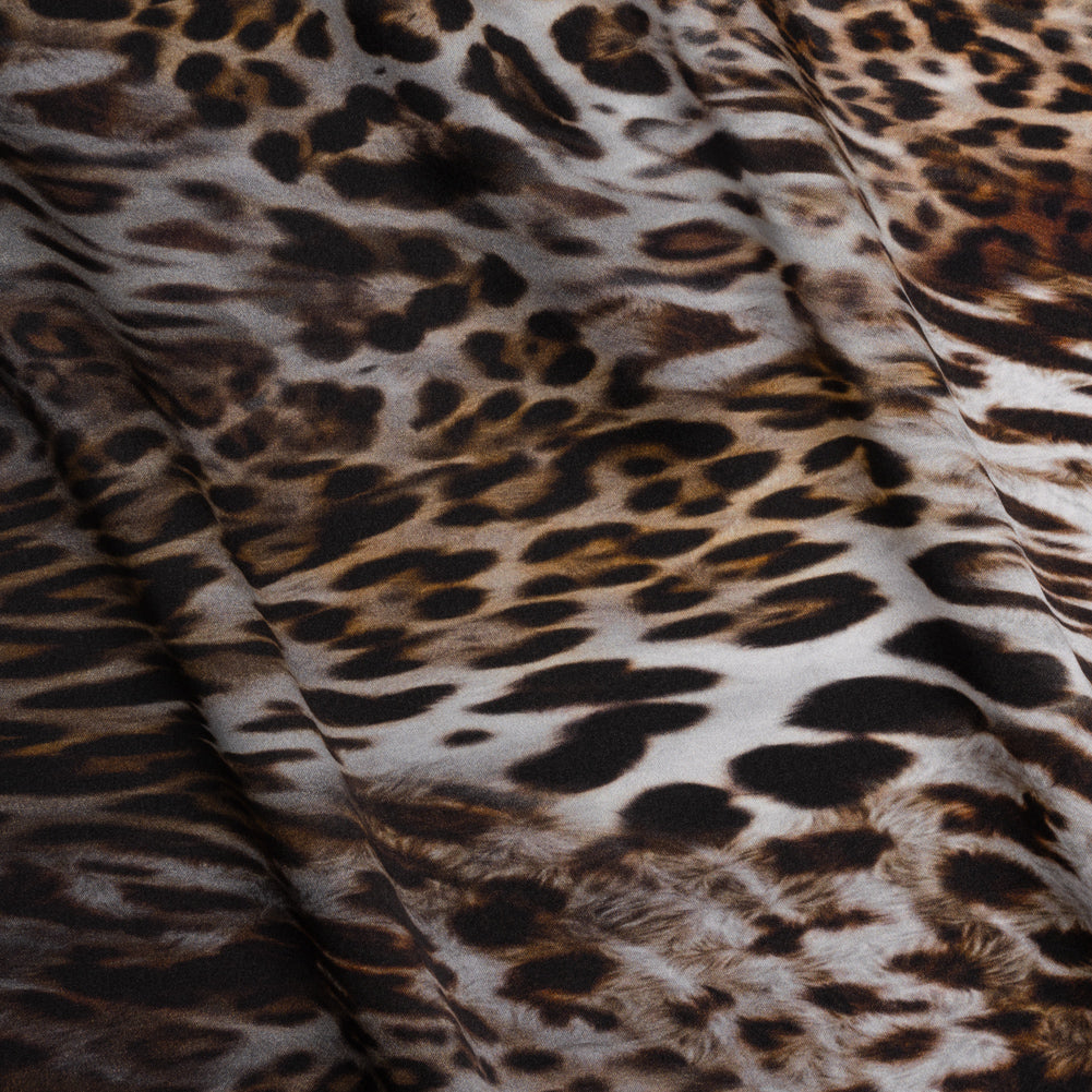 Silk Charmeuse Print - Black, Brown and White Leopard Spots Ombre Silk Charmeuse Print - Black, Brown and White Leopard Spots Ombre