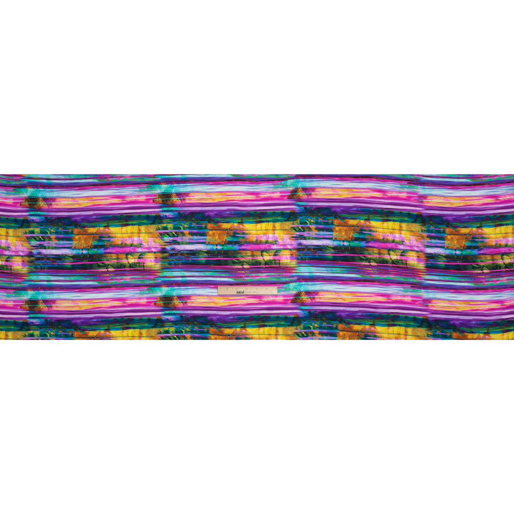 Silk Charmeuse Print - Yellow, Purple and Pink Abstract Painted Stripes Drape Silk Charmeuse Print - Yellow, Purple and Pink Abstract Painted Stripes Drape