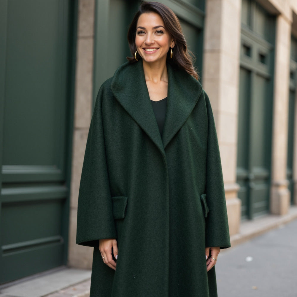 Virgin Wool and Cashmere Double Cloth Coating - Forest - Astana Collection Virgin Wool and Cashmere Double Cloth Coating - Forest - Astana Collection