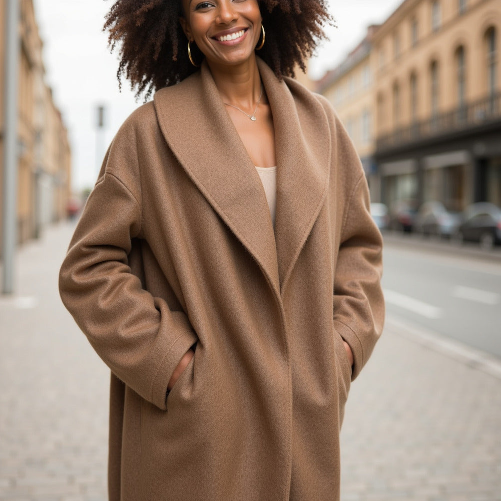 Virgin Wool and Cashmere Double Cloth Coating - Heathered Beige - Astana Collection Virgin Wool and Cashmere Double Cloth Coating - Heathered Beige - Astana Collection