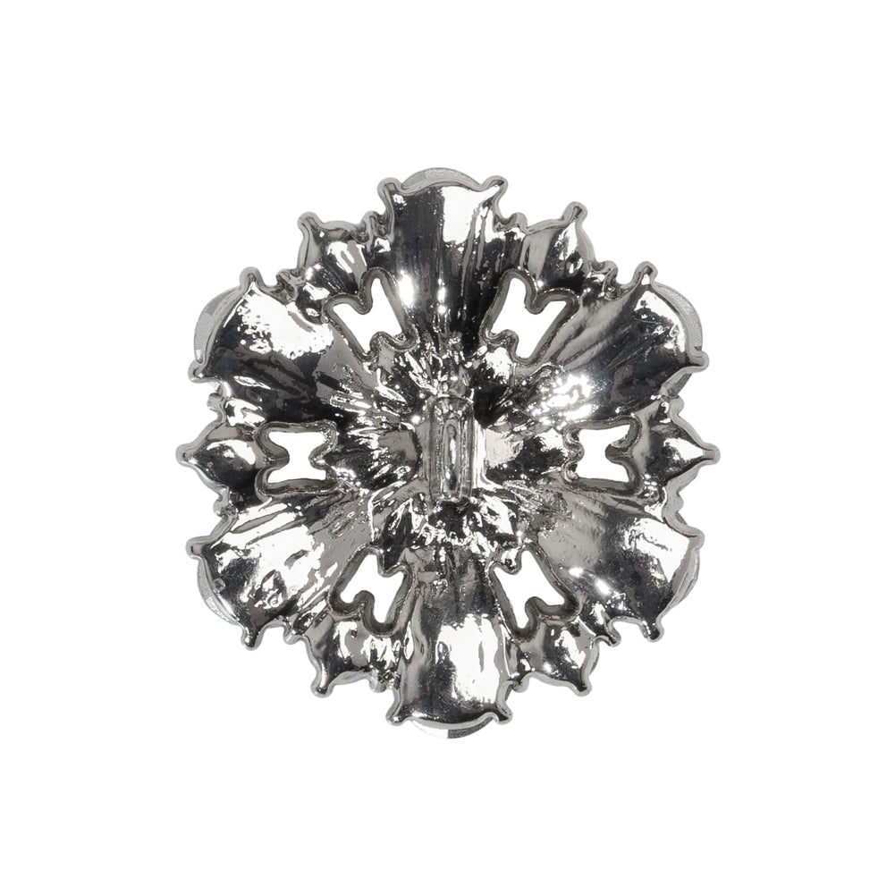 Rhinestone and Metal Shank Back Button - 40L/25.5mm - Crystal and Nickel-Free Silver Big Flower Rhinestone and Metal Shank Back Button - 40L/25.5mm - Crystal and Nickel-Free Silver Big Flower