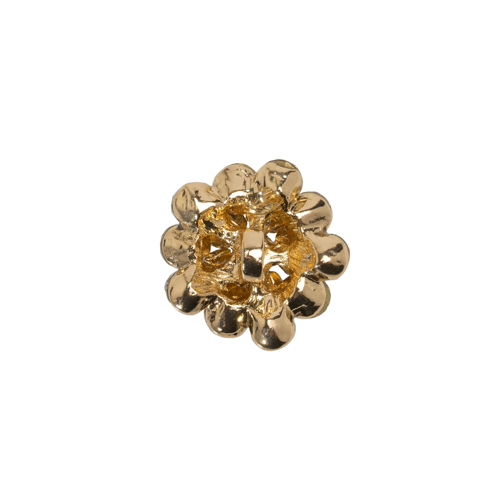 Rhinestone and Metal Shank Back Button - 24L/15mm - Crystal and Gold Rings of Stones - Detail Rhinestone and Metal Shank Back Button - 24L/15mm - Crystal and Gold Rings of Stones - Detail