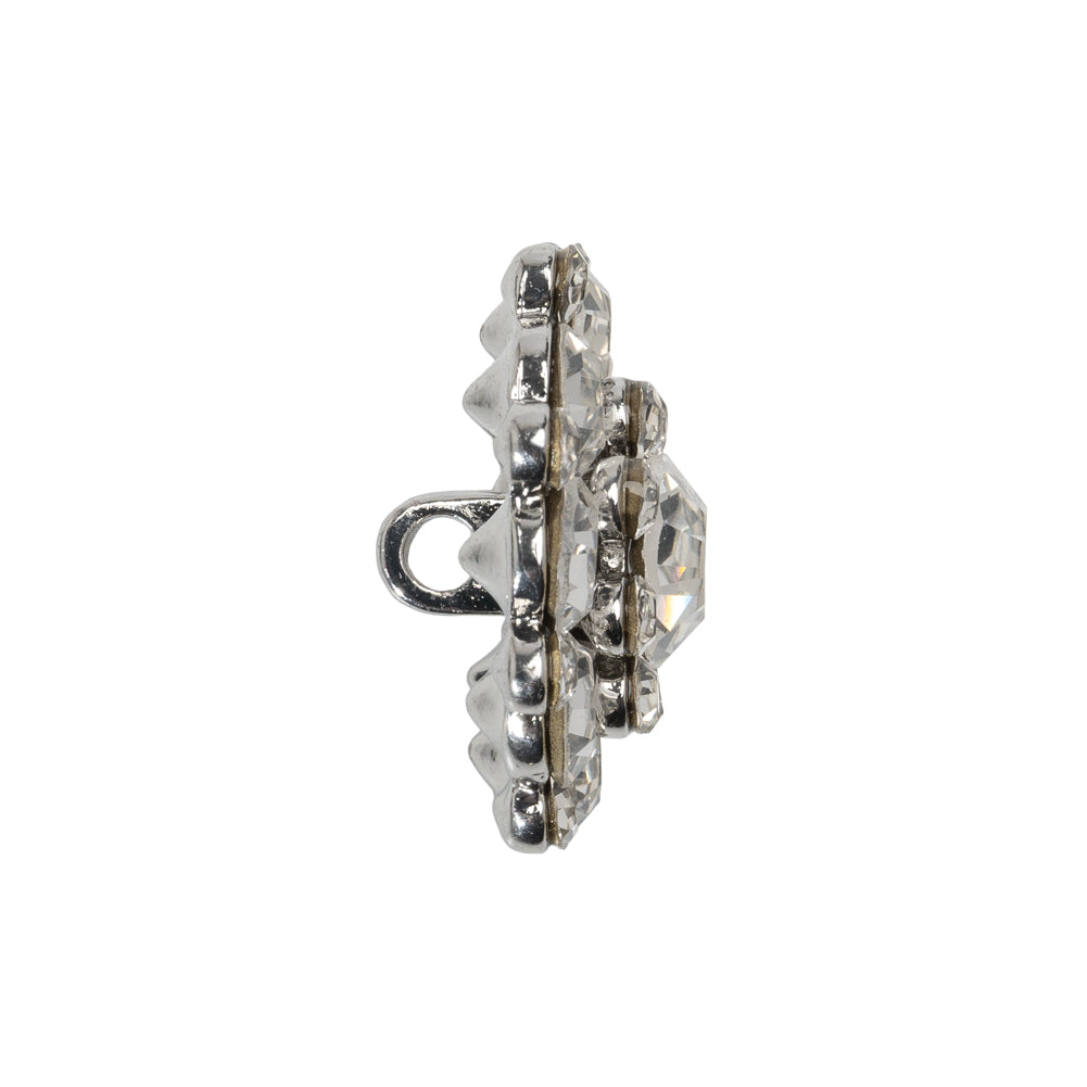 Rhinestone and Metal Shank Back Button - 38L/24mm - Crystal and Nickel-Free Silver Big Rings of Stones - Folded Rhinestone and Metal Shank Back Button - 38L/24mm - Crystal and Nickel-Free Silver Big Rings of Stones - Folded