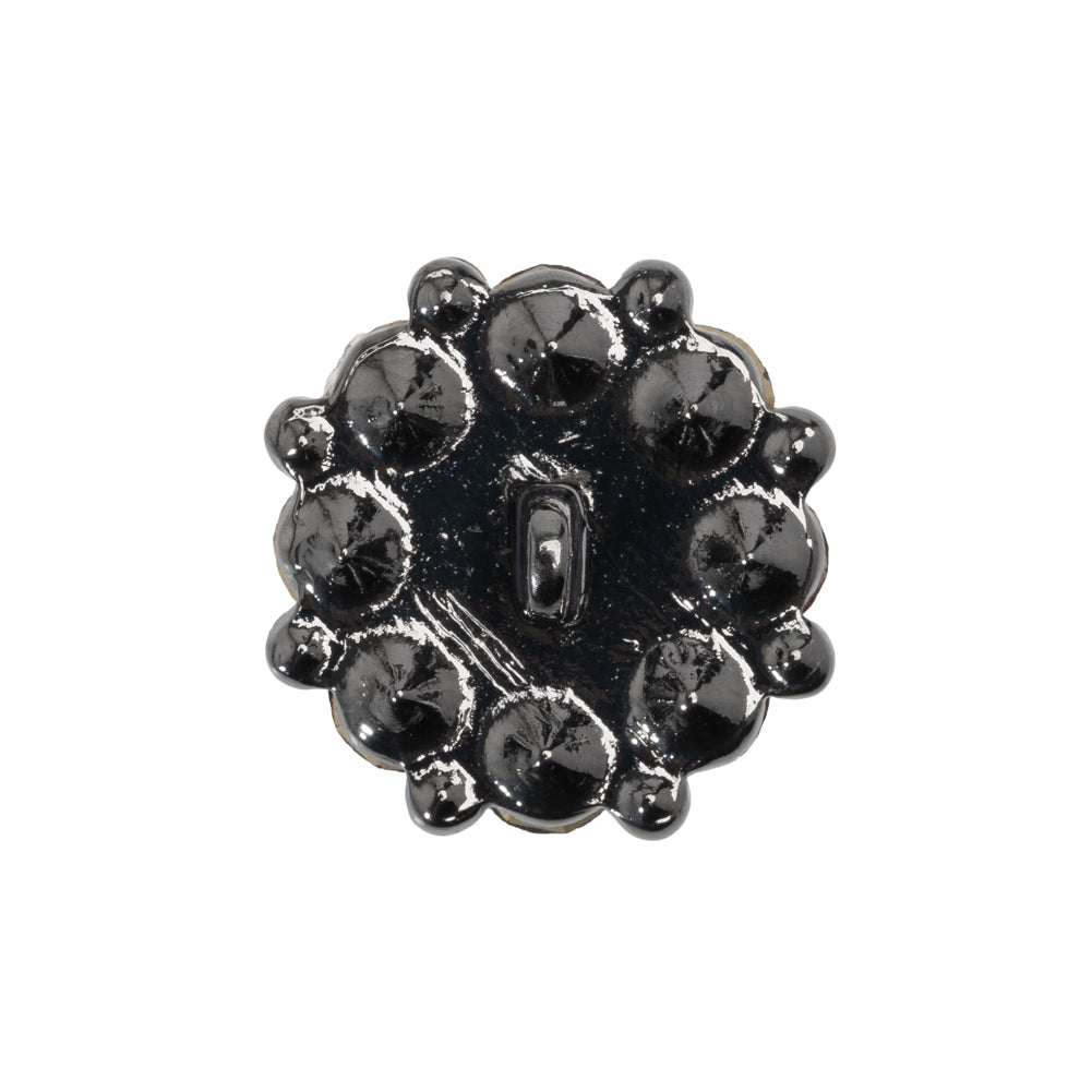 Rhinestone and Metal Shank Back Button - 38L/24mm - Siam Red and Gunmetal Big Rings of Stones - Detail Rhinestone and Metal Shank Back Button - 38L/24mm - Siam Red and Gunmetal Big Rings of Stones - Detail