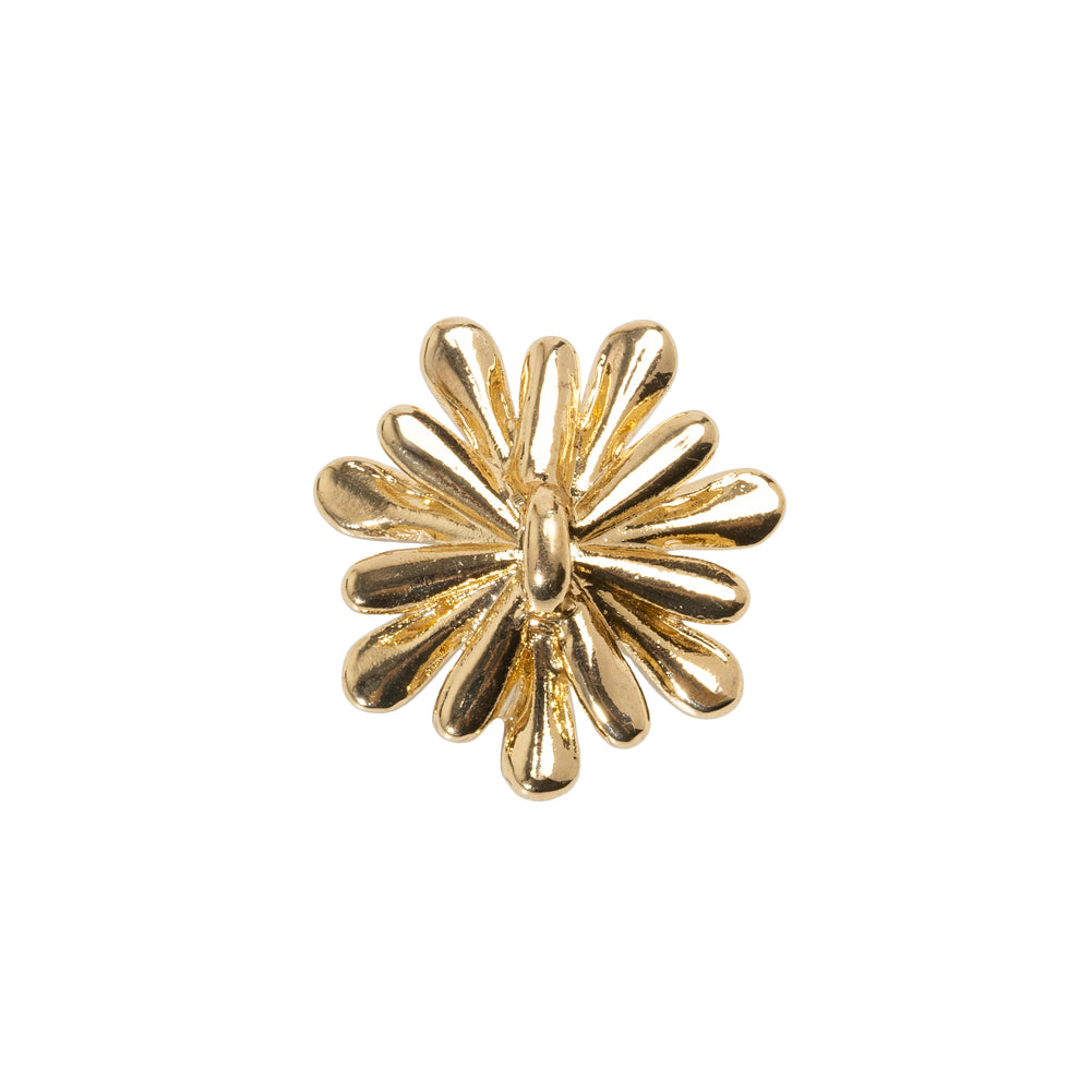 Enameled Metal and Pearl Shank Back Button - 30L/19mm - Green, Pearl White, and Gold Flower Enameled Metal and Pearl Shank Back Button - 30L/19mm - Green, Pearl White, and Gold Flower