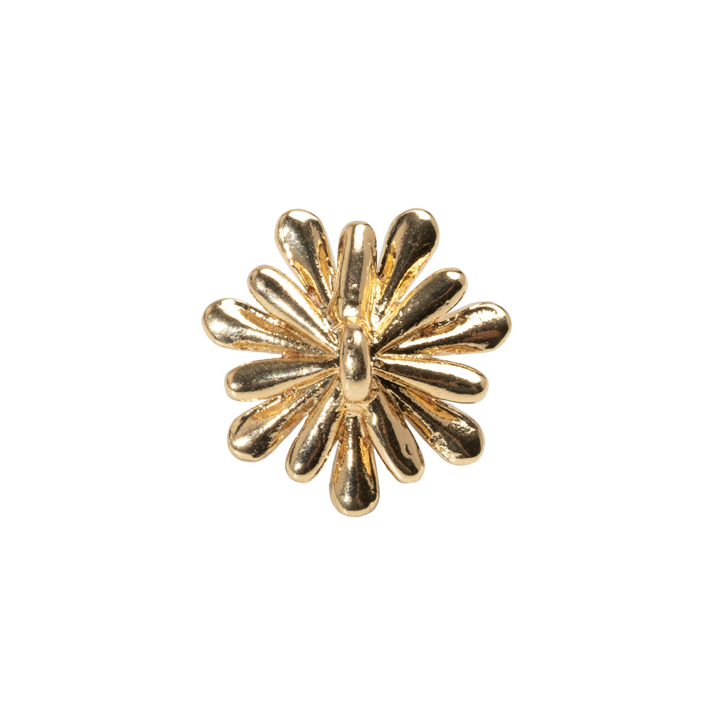 Enameled Metal and Pearl Shank Back Button - 30L/19mm - Pink, Pearl White, and Gold Flower Enameled Metal and Pearl Shank Back Button - 30L/19mm - Pink, Pearl White, and Gold Flower