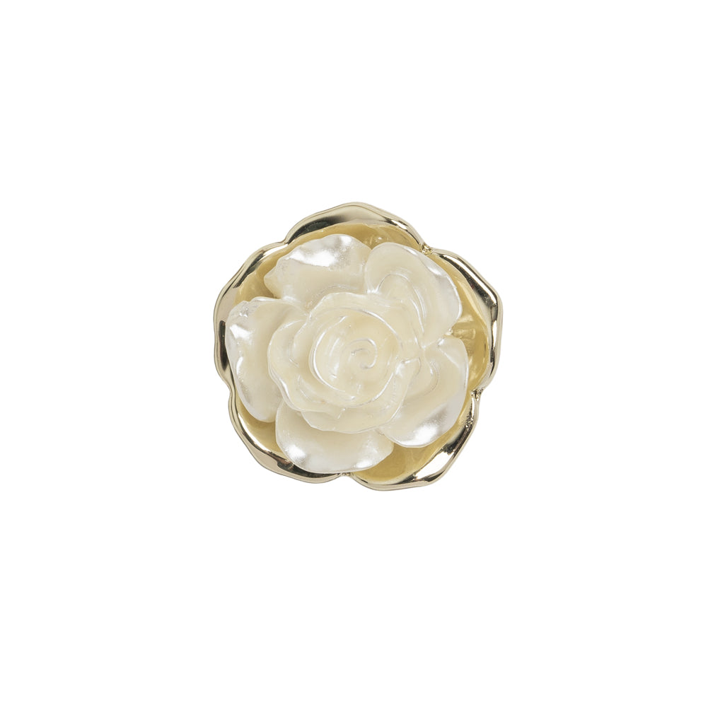 Metal 3D Shank Back Button - 27L/17mm - Pearlescent Ivory and Gold Rose Metal 3D Shank Back Button - 27L/17mm - Pearlescent Ivory and Gold Rose