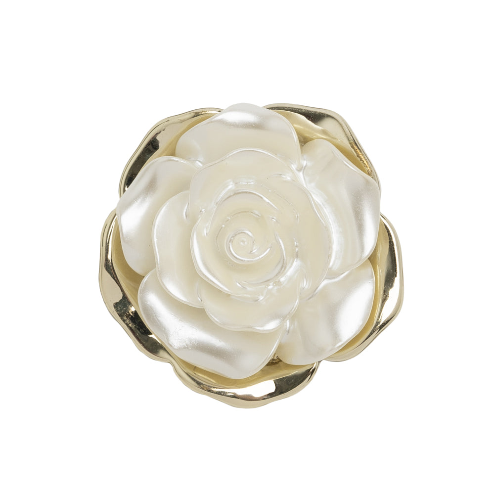 Metal 3D Shank Back Button - 40L/25.5mm - Pearlescent Ivory and Gold Rose Metal 3D Shank Back Button - 40L/25.5mm - Pearlescent Ivory and Gold Rose