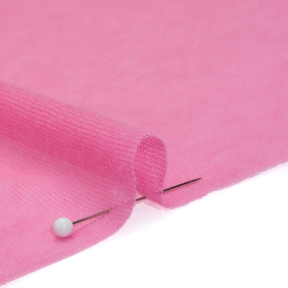 Featherweight Cotton Interlock Knit - Carnation Pink - Designer Deadstock Detail Featherweight Cotton Interlock Knit - Carnation Pink - Designer Deadstock Detail