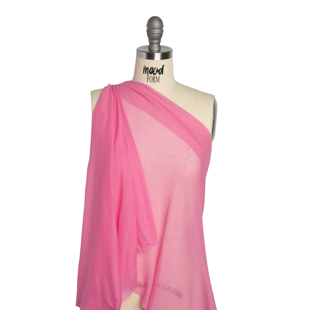 Featherweight Cotton Interlock Knit - Carnation Pink - Designer Deadstock Drape Featherweight Cotton Interlock Knit - Carnation Pink - Designer Deadstock Drape