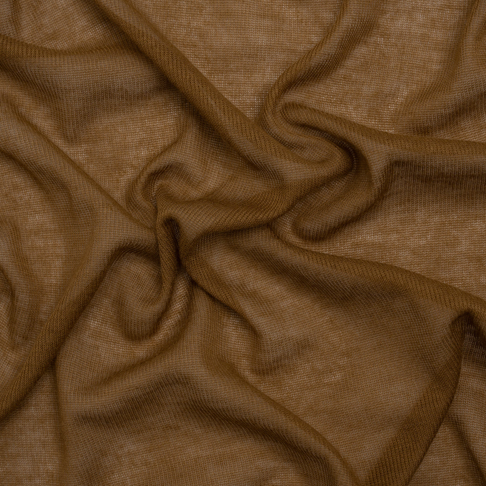 Lightweight Polyester Interlock Knit - Golden Brown - Designer Deadstock Lightweight Polyester Interlock Knit - Golden Brown - Designer Deadstock