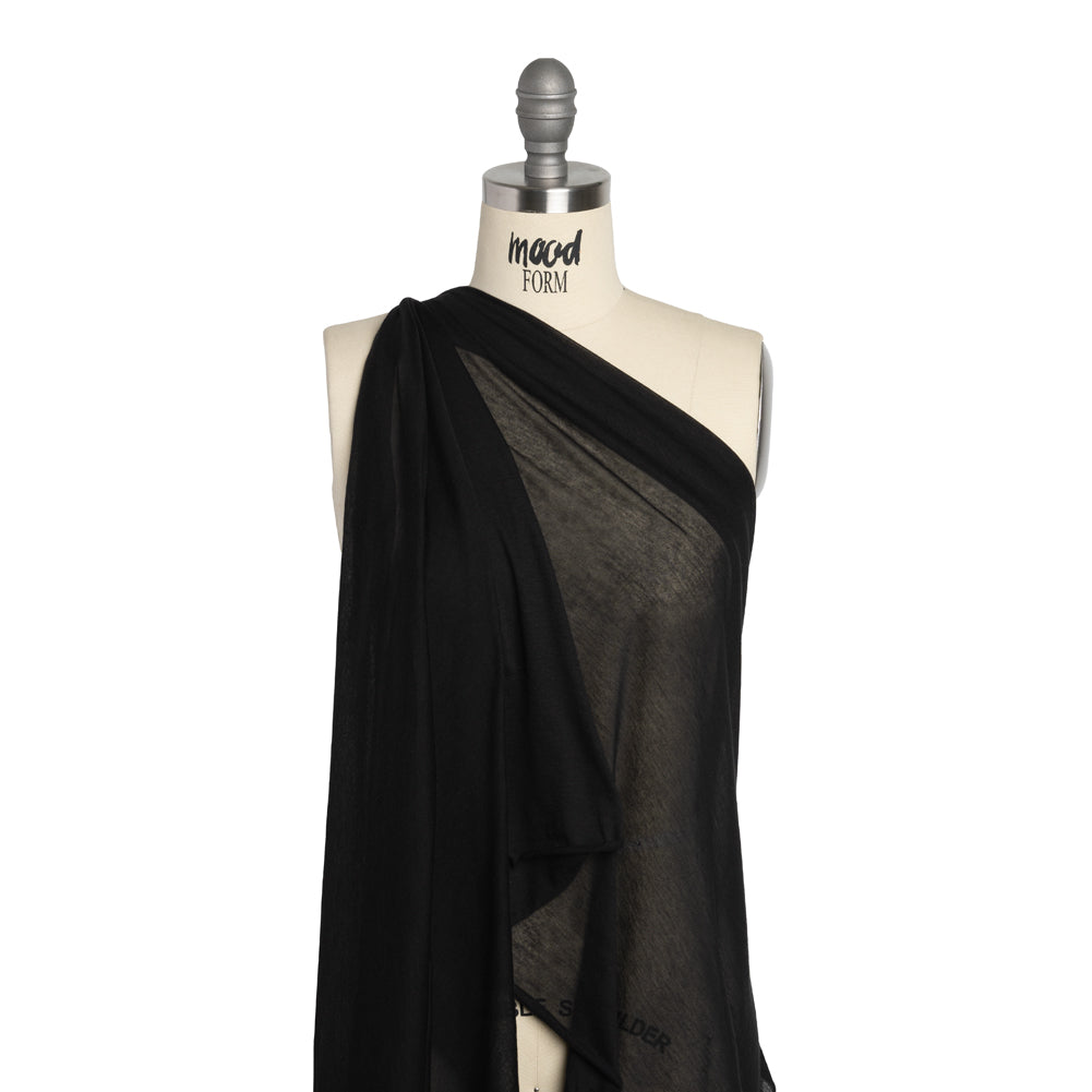 Featherweight Rayon Jersey - Black - Designer Deadstock Drape Featherweight Rayon Jersey - Black - Designer Deadstock Drape
