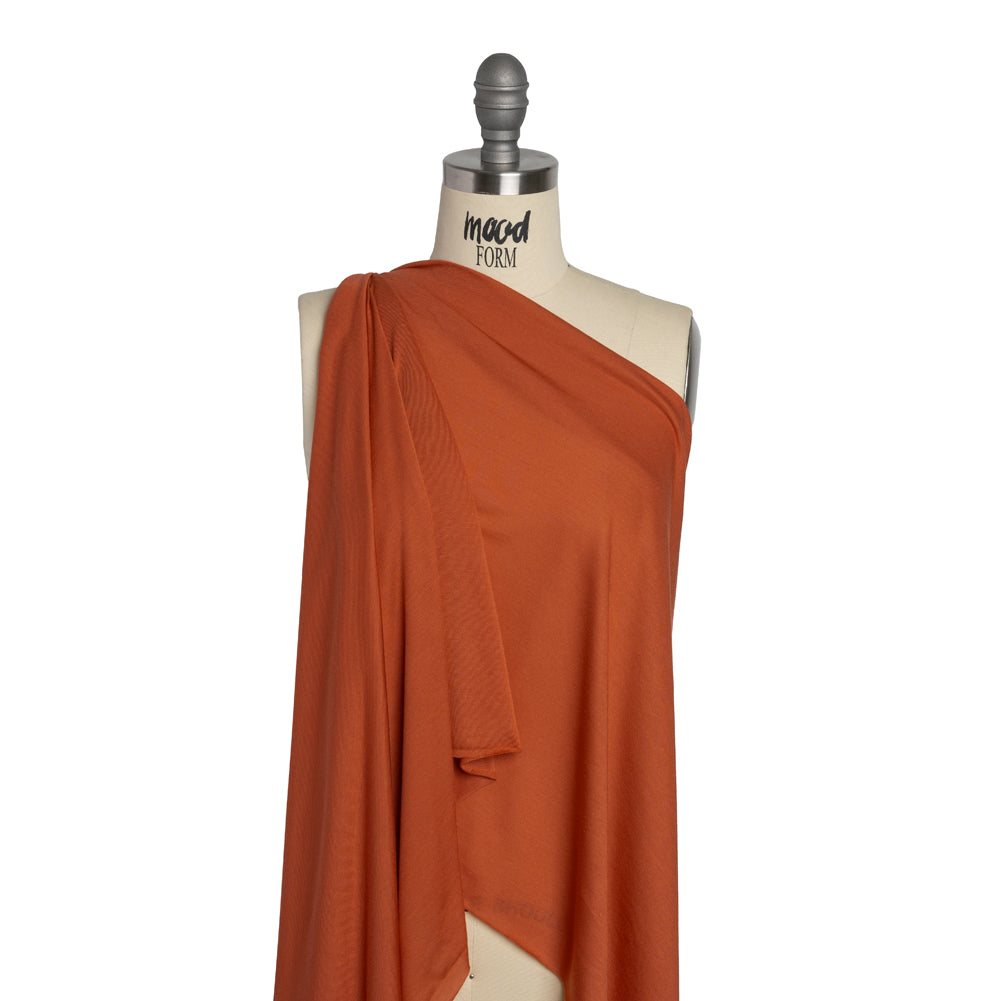Polyester Jersey - Dark Orange - Designer Deadstock Drape Polyester Jersey - Dark Orange - Designer Deadstock Drape