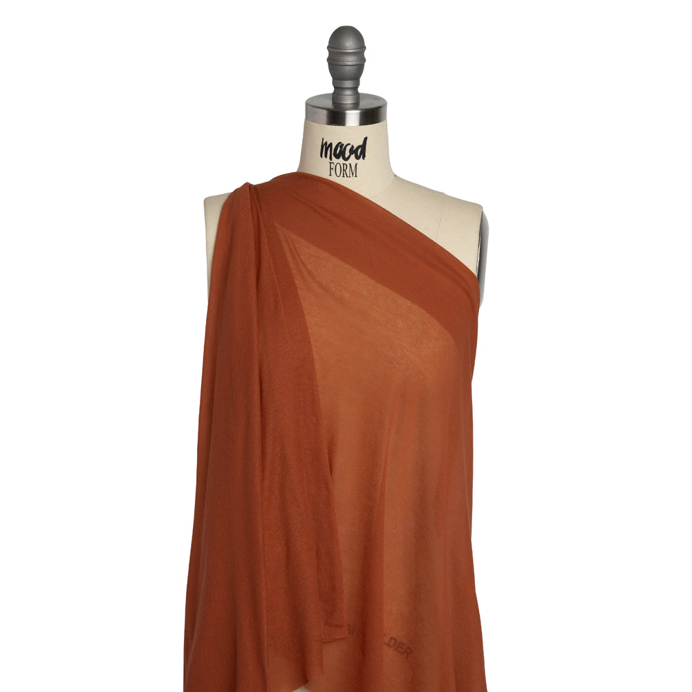 Lightweight Rayon Interlock Knit - Burnt Orange - Designer Deadstock Drape Lightweight Rayon Interlock Knit - Burnt Orange - Designer Deadstock Drape