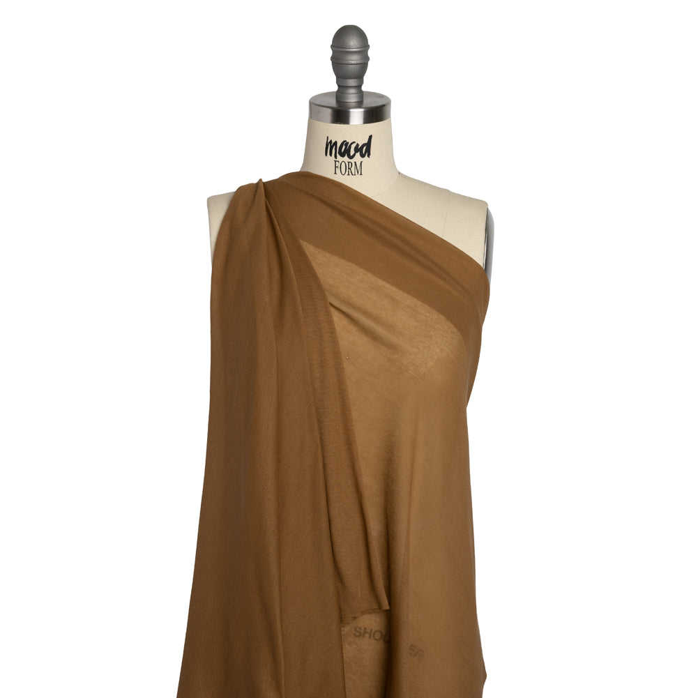 Lightweight Cotton Interlock Knit - Brown Sugar - Designer Deadstock Drape Lightweight Cotton Interlock Knit - Brown Sugar - Designer Deadstock Drape