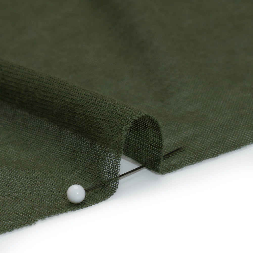Featherweight Cotton Interlock Knit - Kale Green - Designer Deadstock Detail Featherweight Cotton Interlock Knit - Kale Green - Designer Deadstock Detail