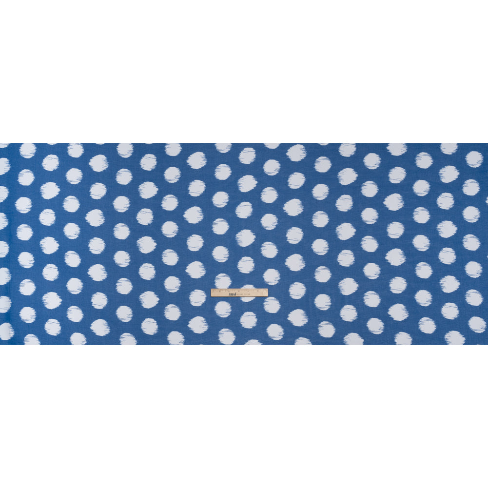 Polyester Chiffon - Bright Blue and White Brushed Polka Dots - Designer Deadstock Polyester Chiffon - Bright Blue and White Brushed Polka Dots - Designer Deadstock