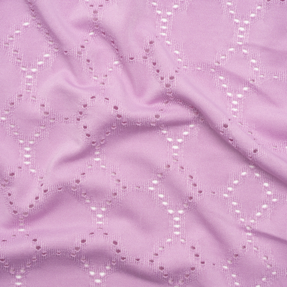 Stretch Polyester Jersey with Eyelets - Lavender Circles - Designer Deadstock Stretch Polyester Jersey with Eyelets - Lavender Circles - Designer Deadstock