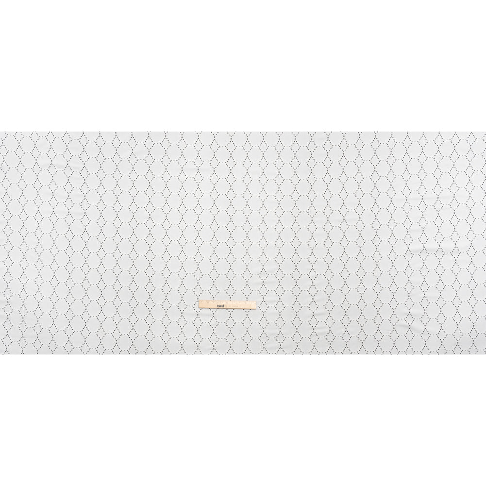 Stretch Polyester Jersey with Eyelets - White Circles - Designer Deadstock Stretch Polyester Jersey with Eyelets - White Circles - Designer Deadstock