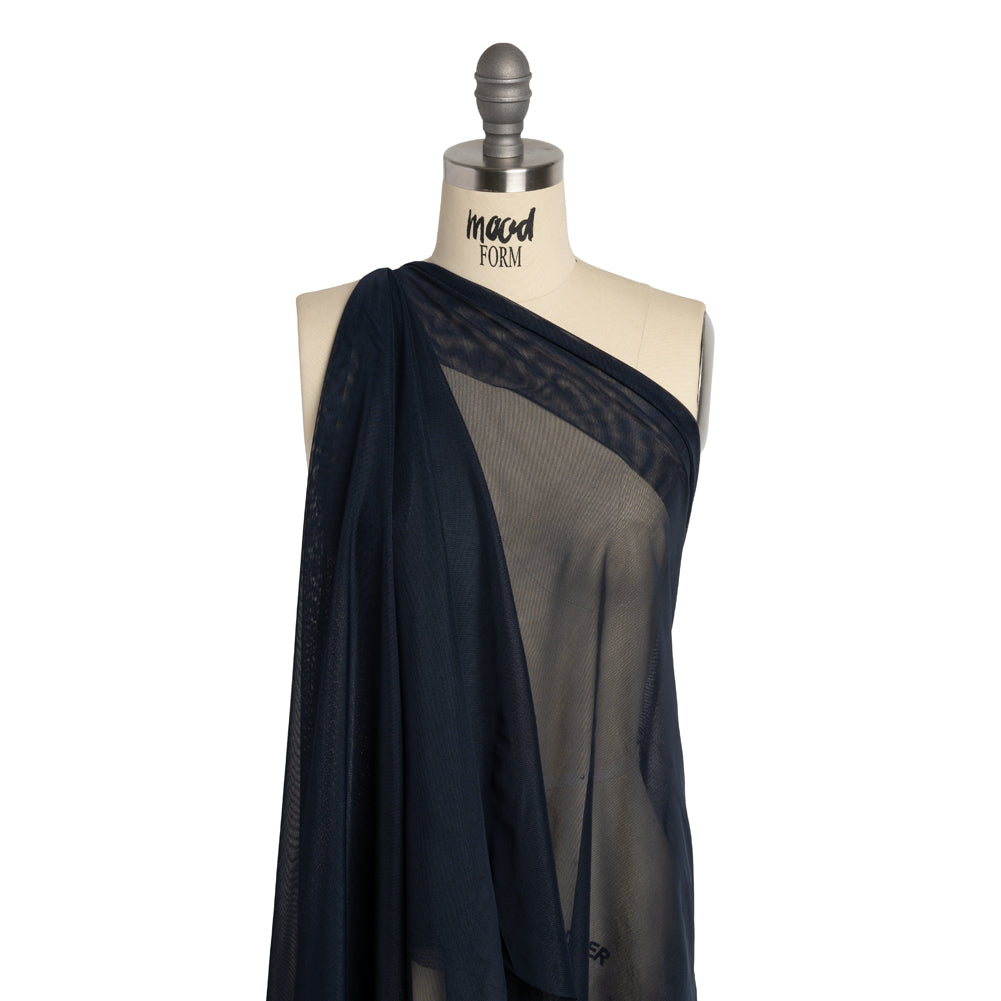 Crisp Polyester Stretch Mesh - Navy - Designer Deadstock Crisp Polyester Stretch Mesh - Navy - Designer Deadstock
