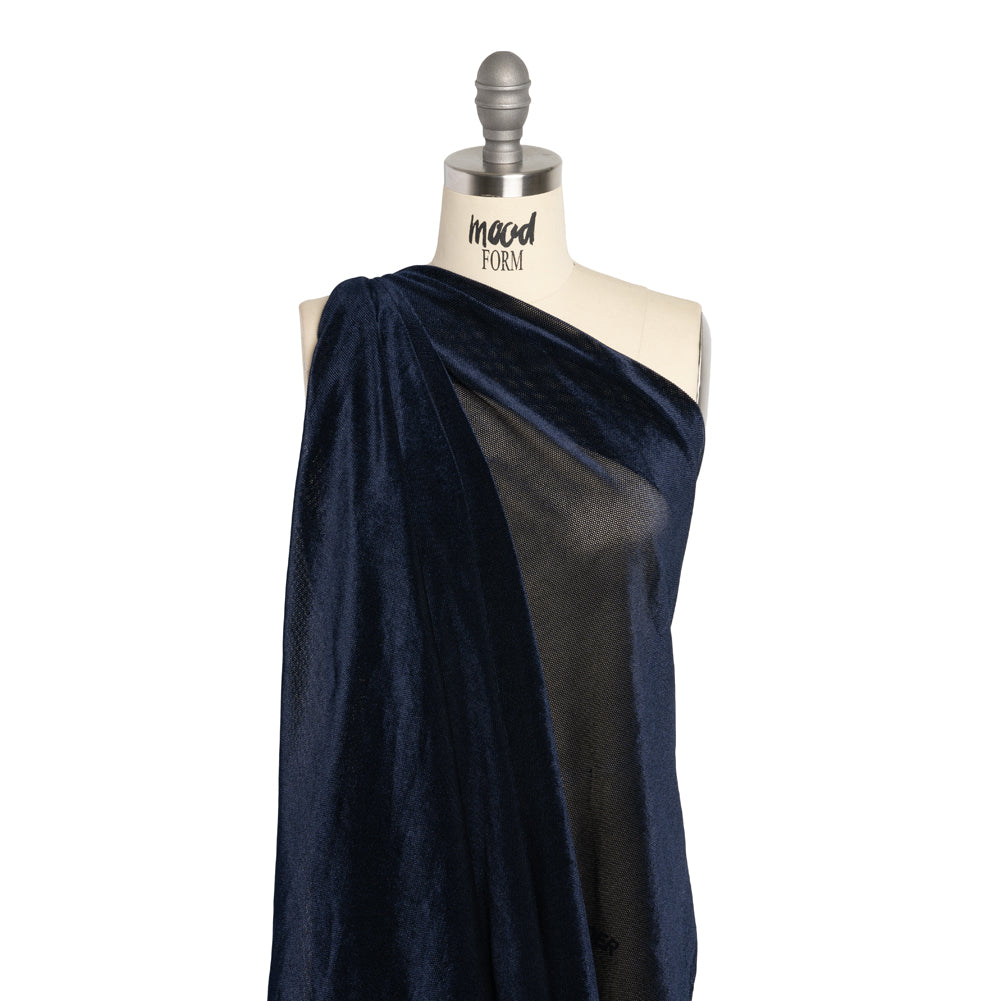 Mesh Velour - Navy - Designer Deadstock - Drape Mesh Velour - Navy - Designer Deadstock - Drape