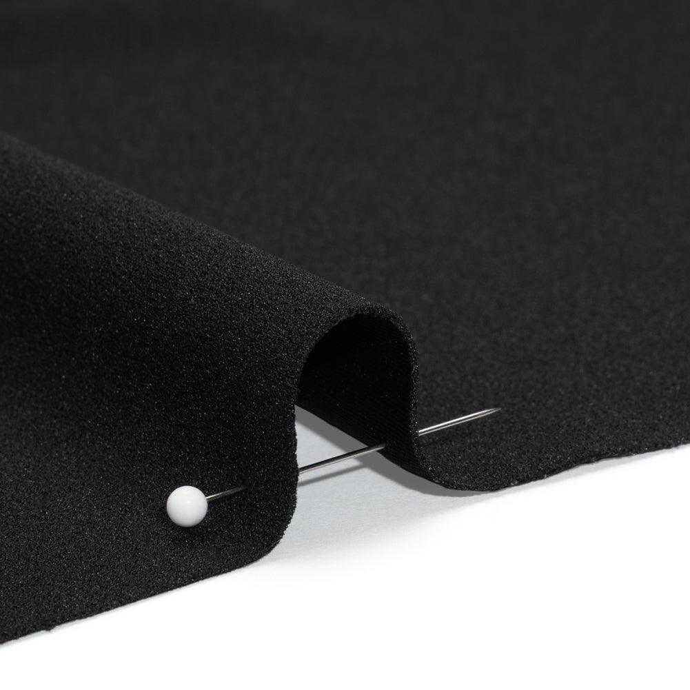 Polyester Crepe Faced Interlock Knit - Black - Designer Deadstock Polyester Crepe Faced Interlock Knit - Black - Designer Deadstock