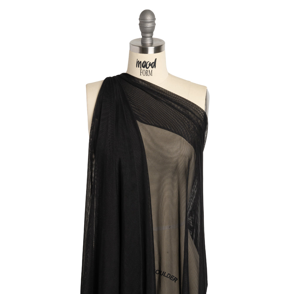Polyester Stretch Mesh - Black - Designer Deadstock Polyester Stretch Mesh - Black - Designer Deadstock