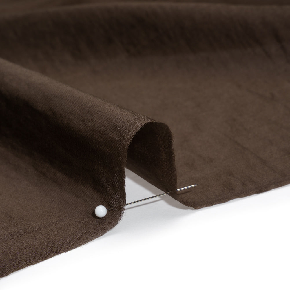 Lyocell and Polyester Lightweight Shirting - Chocolate Brown - Designer Deadstock Lyocell and Polyester Lightweight Shirting - Chocolate Brown - Designer Deadstock