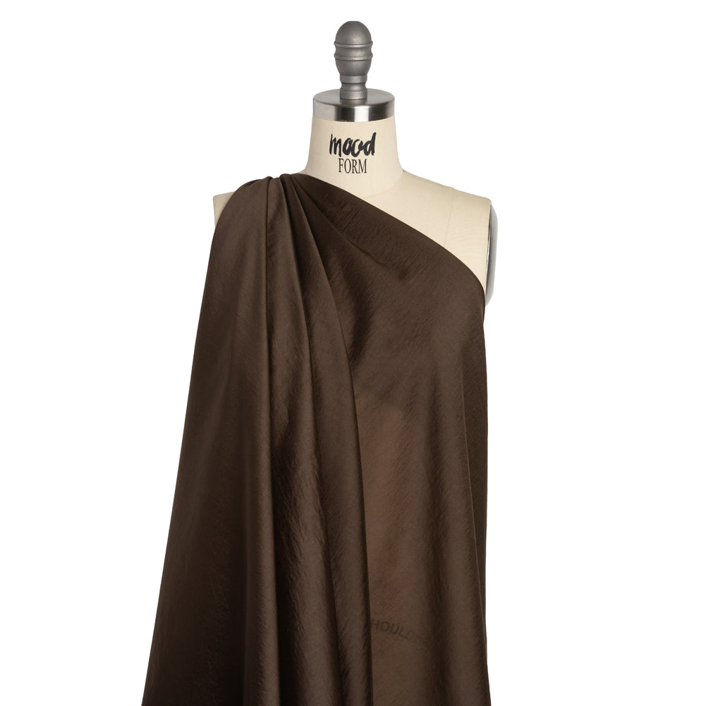 Lyocell and Polyester Lightweight Shirting - Chocolate Brown - Designer Deadstock Lyocell and Polyester Lightweight Shirting - Chocolate Brown - Designer Deadstock