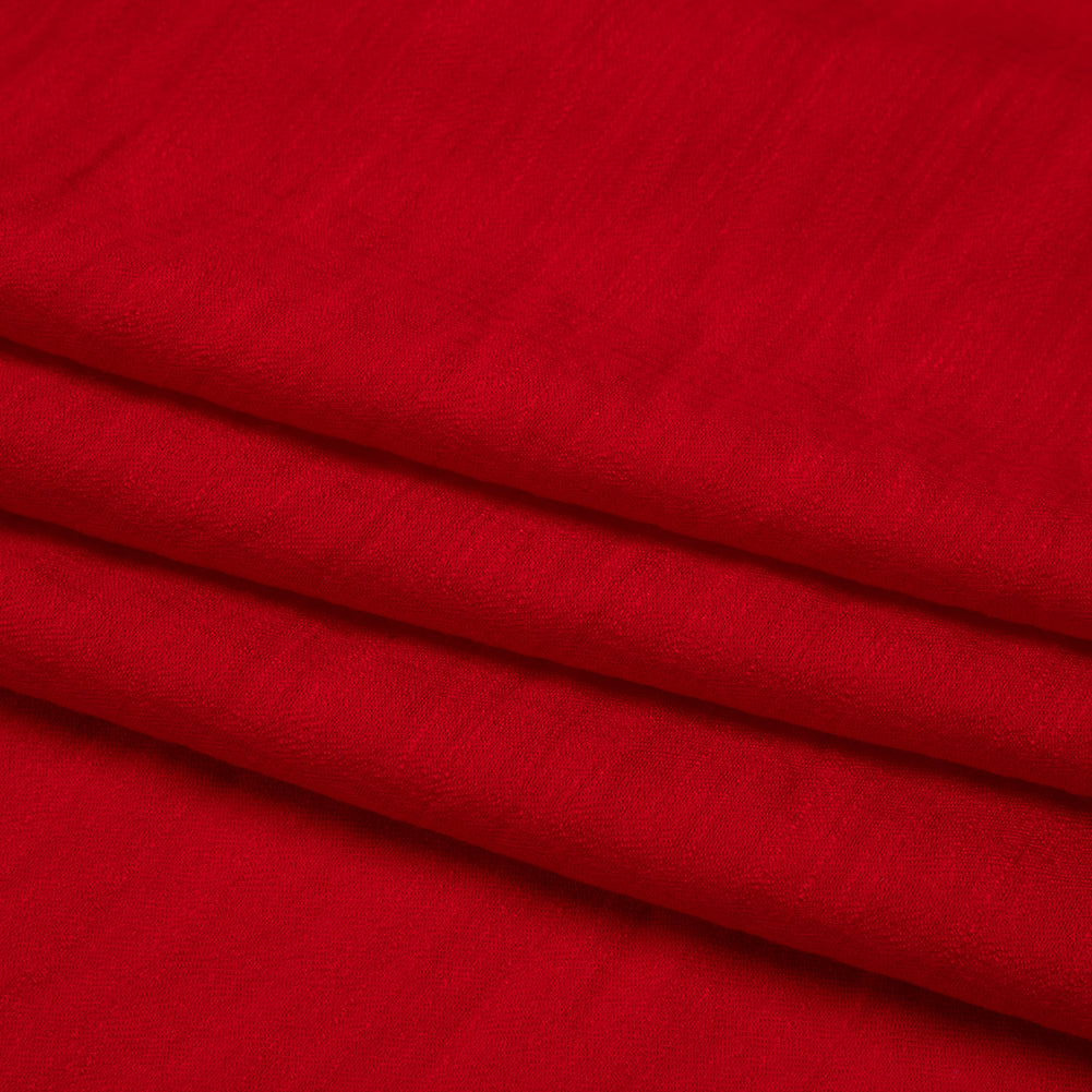 Viscose and Nylon Dobby - Red Geometric - Designer Deadstock - Folded Viscose and Nylon Dobby - Red Geometric - Designer Deadstock - Folded