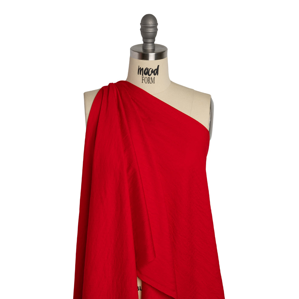 Viscose and Nylon Dobby - Red Geometric - Designer Deadstock - Drape Viscose and Nylon Dobby - Red Geometric - Designer Deadstock - Drape