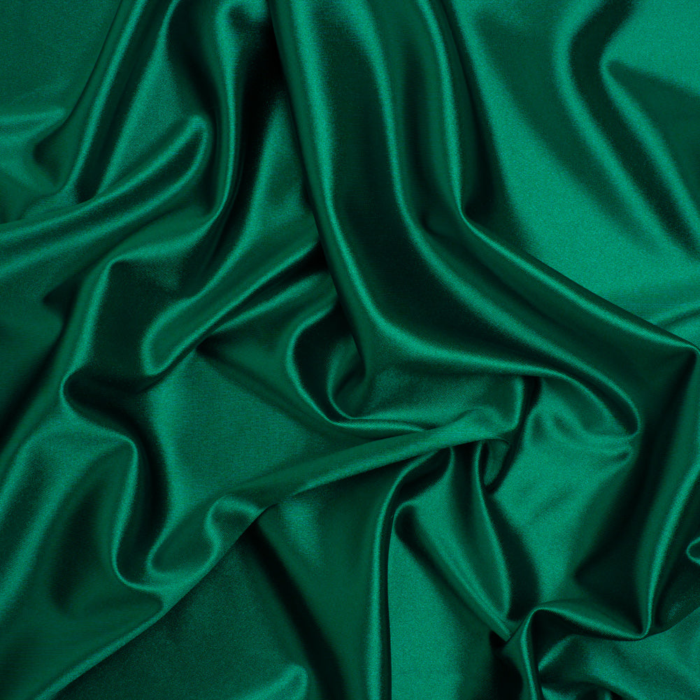 Satin-Faced Stretch Polyester Tricot - Emerald Green - Designer Deadstock Satin-Faced Stretch Polyester Tricot - Emerald Green - Designer Deadstock