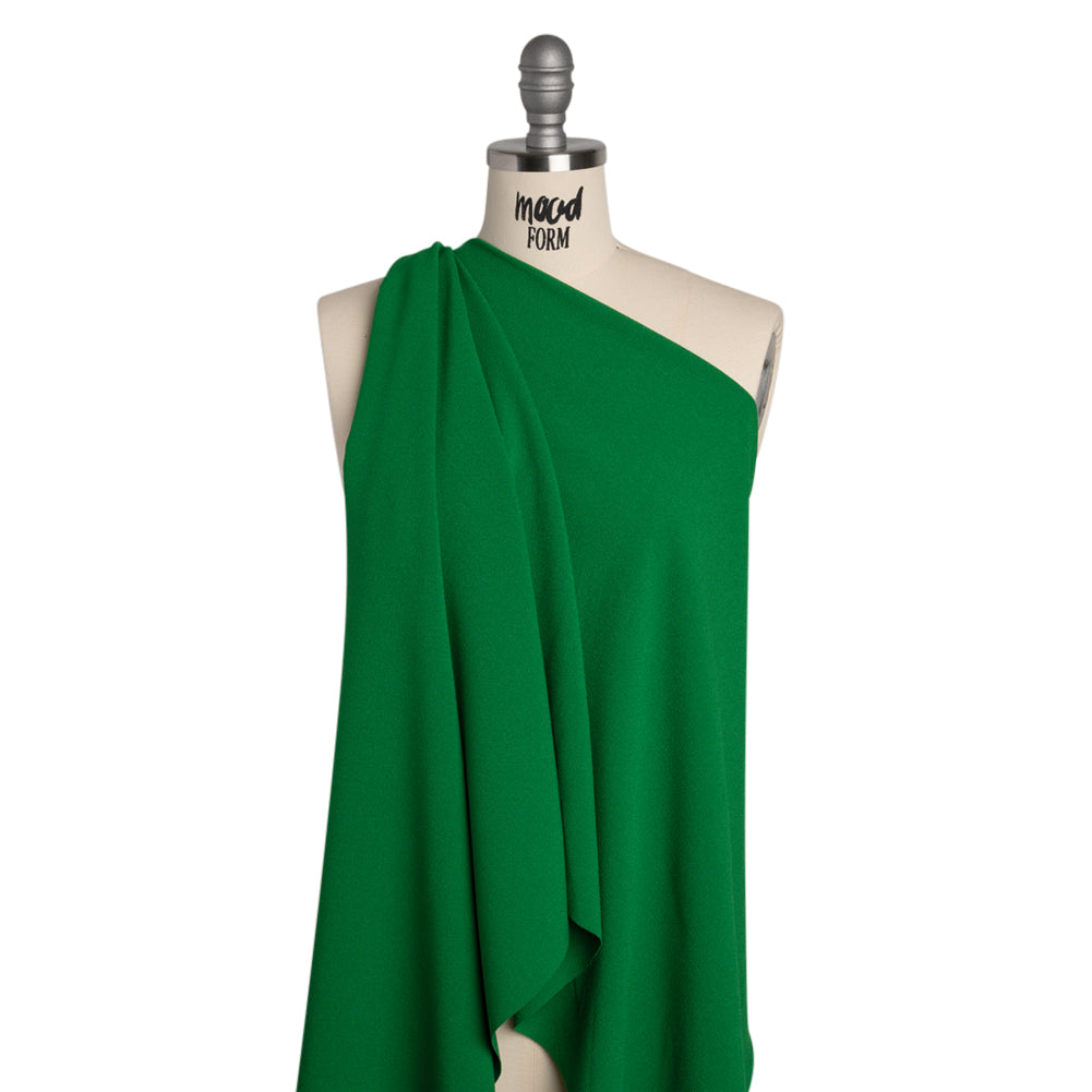 Stretch Polyester Crepe - Emerald Green - Designer Deadstock Stretch Polyester Crepe - Emerald Green - Designer Deadstock