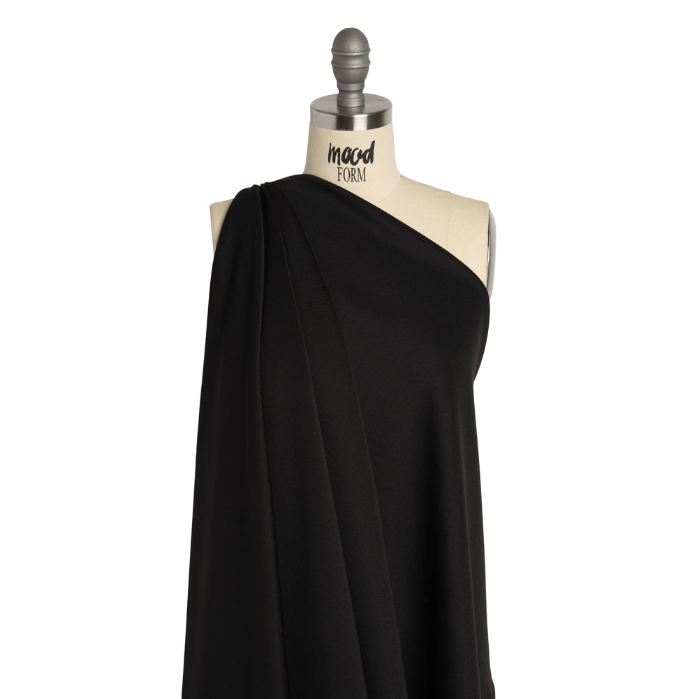 Stretch Polyester Scuba Knit - Black - Designer Deadstock Stretch Polyester Scuba Knit - Black - Designer Deadstock