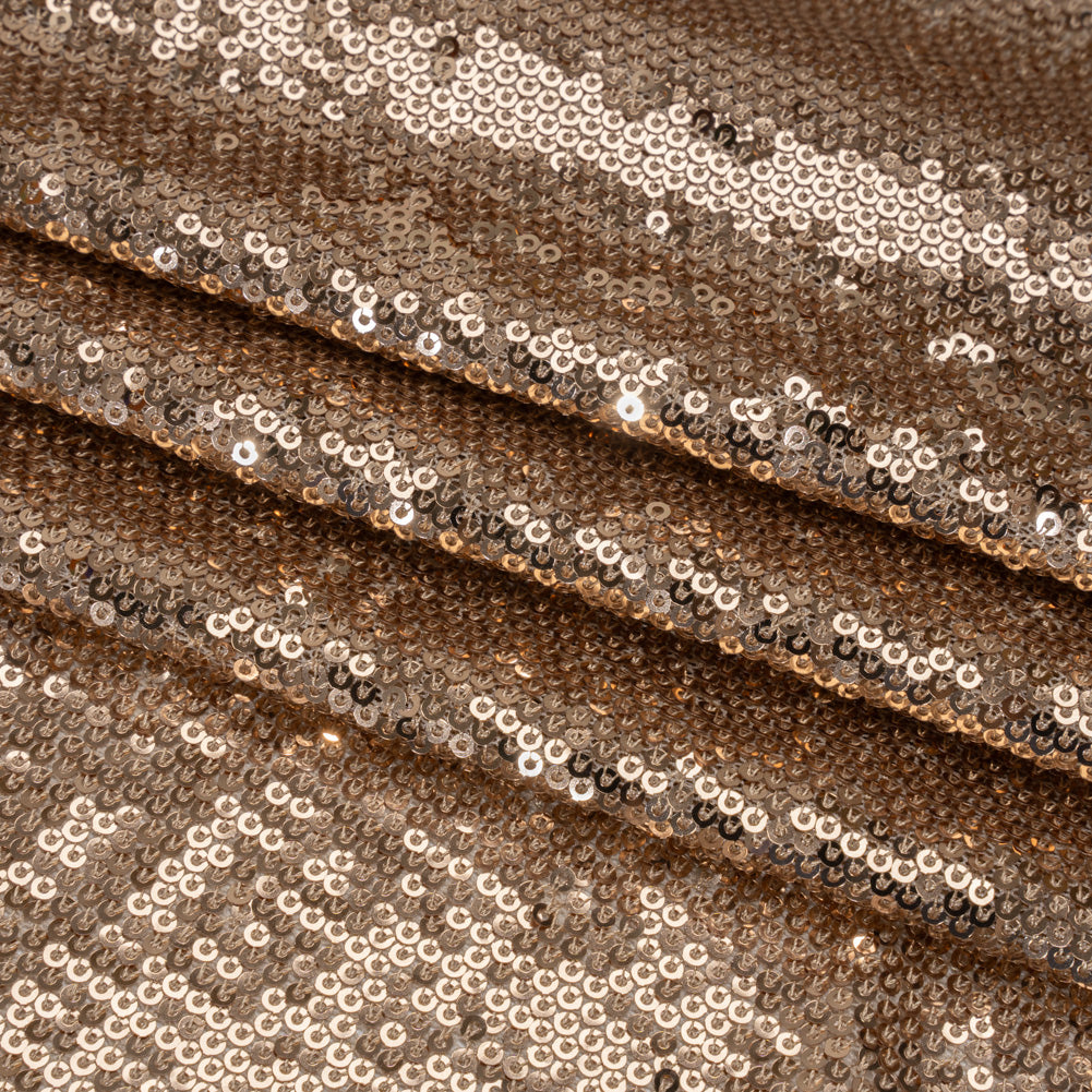 Baby Sequins Mesh - Rose Gold on Beige - Designer Deadstock Baby Sequins Mesh - Rose Gold on Beige - Designer Deadstock