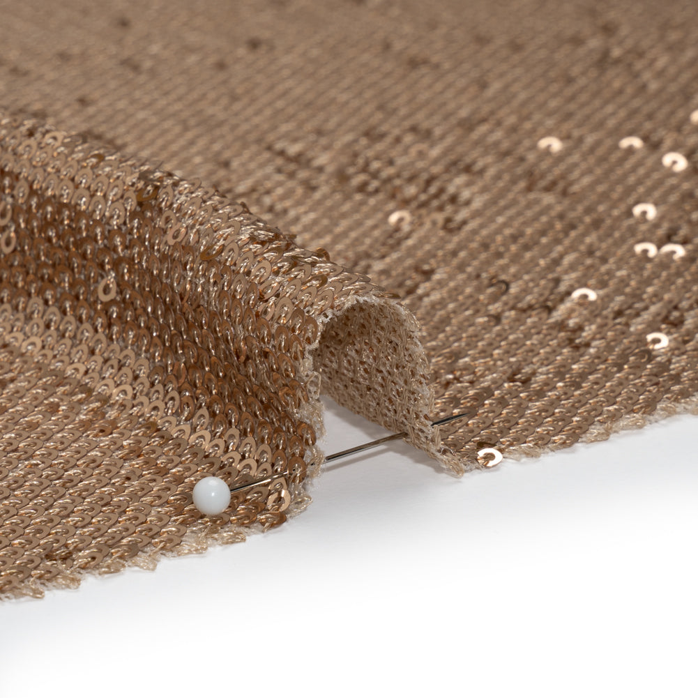 Baby Sequins Mesh - Rose Gold on Beige - Designer Deadstock Baby Sequins Mesh - Rose Gold on Beige - Designer Deadstock