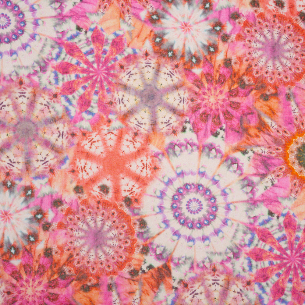 Polyester Chiffon - Pink, Red and Purple Kaleidoscope Tie Dye - Made in Italy Polyester Chiffon - Pink, Red and Purple Kaleidoscope Tie Dye - Made in Italy