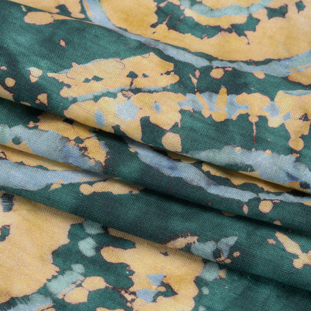 Medium Weight LInen Woven - Dark Green and Golden Beige Tie Dye - Made in Italy Folded Medium Weight LInen Woven - Dark Green and Golden Beige Tie Dye - Made in Italy Folded