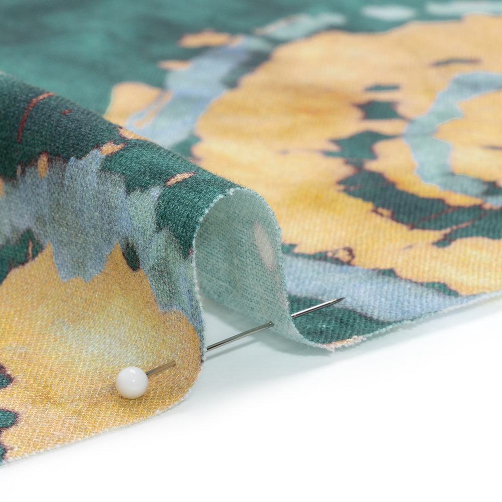Medium Weight LInen Woven - Dark Green and Golden Beige Tie Dye - Made in Italy Detail Medium Weight LInen Woven - Dark Green and Golden Beige Tie Dye - Made in Italy Detail