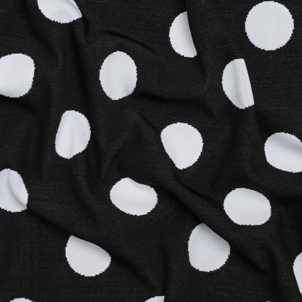 Stretch Knit Jacquard by Mara Hoffman - Black and White Polka Dots - Designer Deadstock Stretch Knit Jacquard by Mara Hoffman - Black and White Polka Dots - Designer Deadstock