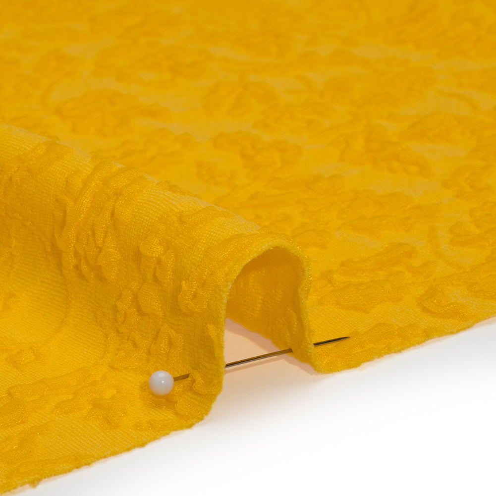 Textured Stretch Knit Jacquard by Mara Hoffman - Yellow Floral - Designer Deadstock Textured Stretch Knit Jacquard by Mara Hoffman - Yellow Floral - Designer Deadstock